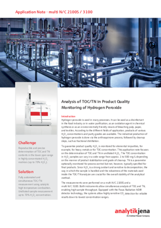 Analysis of TOC/TN in Product Quality Monitoring of Hydrogen Peroxide