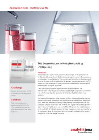 TOC Determination in Phosphoric Acid by UV Digestion